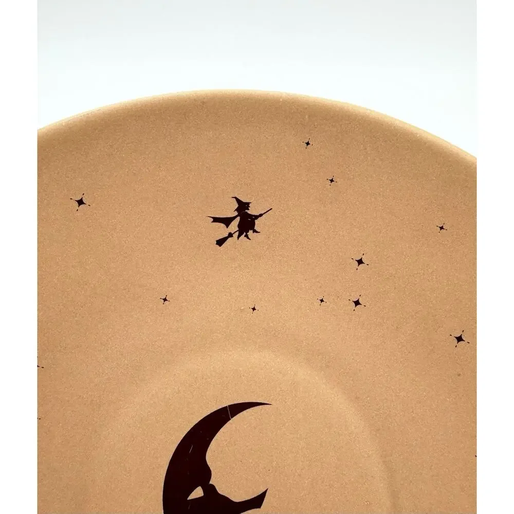 Lonesomeville Pottery Spooky Halloween Night Bowl 11” Witch Moon Pumpkin Signed